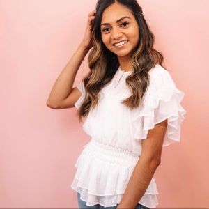 White Peplum Blouse - Storia